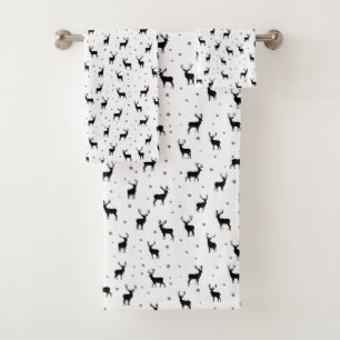 Conjunto De Toalhas Reindeer Stag Pattern Modern Holiday