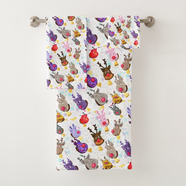 Conjunto De Toalhas Reindeers Christmas Bath Towels (Insitu)