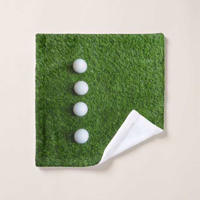 Conjunto De Toalhas Relva verde de golfe com bolas de golfe (Pano de lavar)