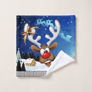 Conjunto De Toalhas Rena Fofa Espiando Meme de Natal