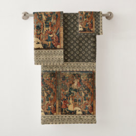 Conjunto De Toalhas Renascença Grego Lace Brown Red Beige