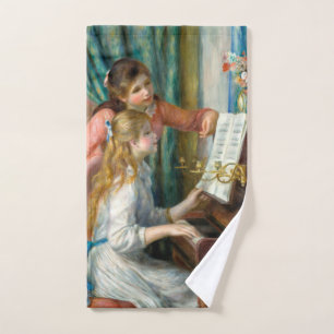 Conjunto De Toalhas Renoir Duas Meninas ao Piano Impressão Música Arte