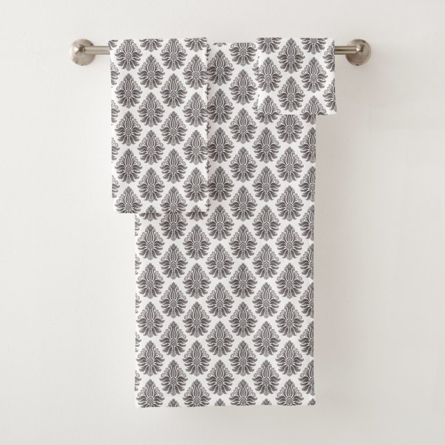 Conjunto De Toalhas Repeating black floral pattern towel (Criador carregado)
