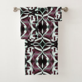 Conjunto De Toalhas Repetição das curvas opacas vermelha e gradiente