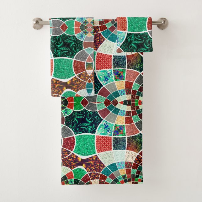 Conjunto De Toalhas Repetição de imagens com efeito fractal ligeiro (Insitu)