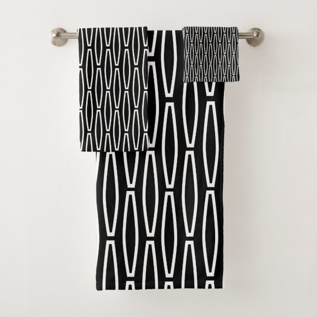 Conjunto De Toalhas Repetição Geométrica Branca (Insitu)