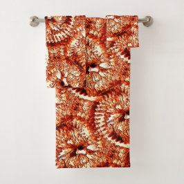 Conjunto De Toalhas Repetição russa de rosetas corais avermelhadas esc