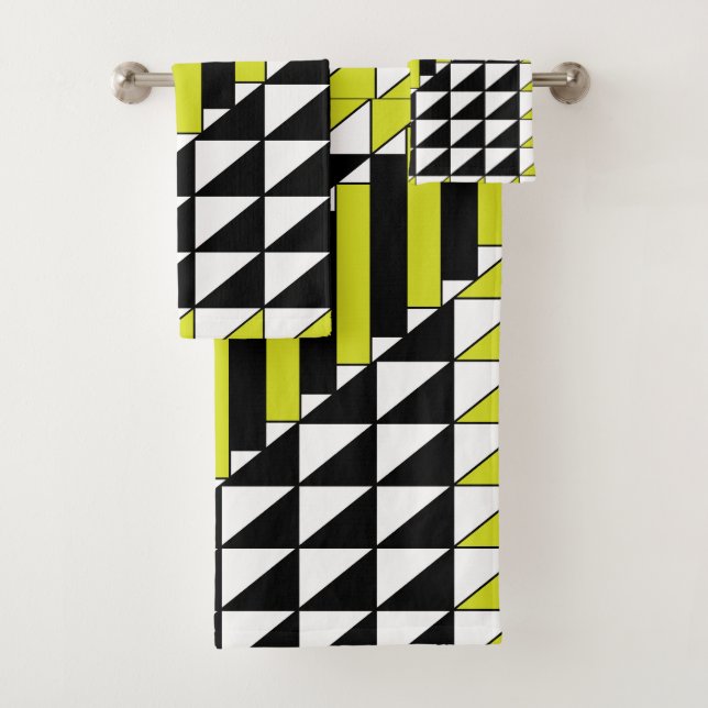 Conjunto De Toalhas Retângulo de Triângulo Moderno Verde Preto Geométr (Insitu)