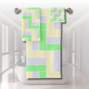 Conjunto De Toalhas Retângulos de Pastel Linhas Brancas Padrão