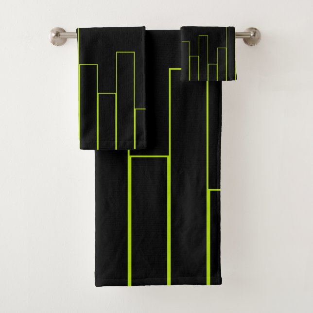 Conjunto De Toalhas Retângulos verde limão e Preto (Insitu)