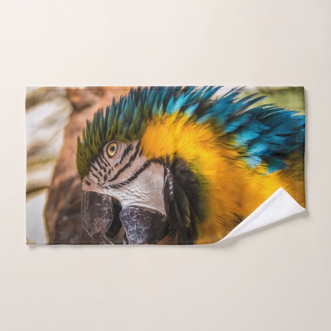 Conjunto De Toalhas Retrato de arara azul e amarela (Toalha de mão)