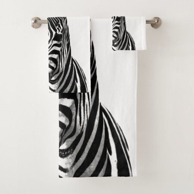 Conjunto De Toalhas Retrato preto e branco da zebra (Insitu)