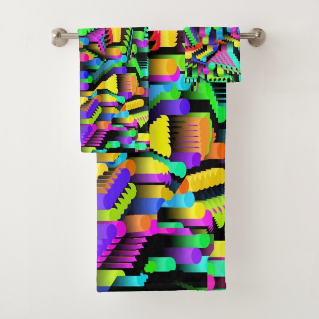 CONJUNTO DE TOALHAS RETRO 90S ACENTO DE PADRÃO (Insitu)