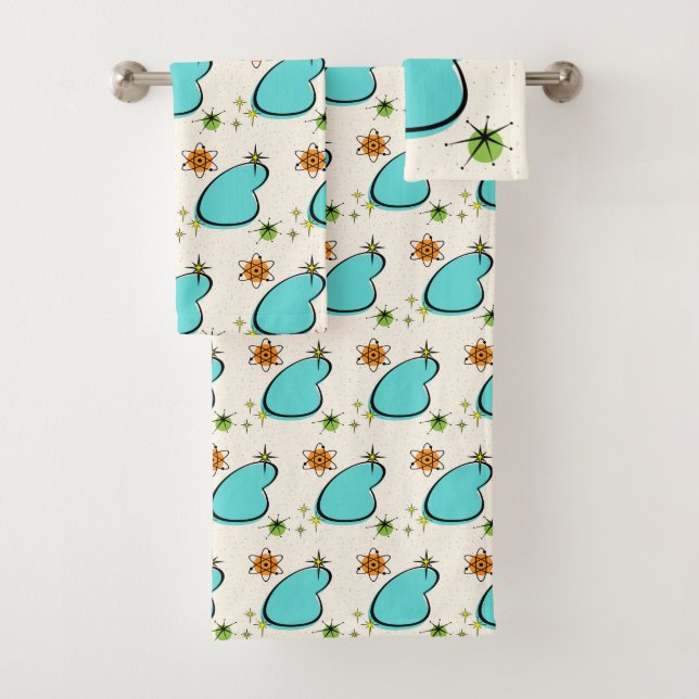 Conjunto De Toalhas Retro Atomic Boomerang e Starbursts Towel (Insitu)
