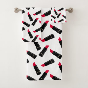 Conjunto De Toalhas Retro, batom vermelho