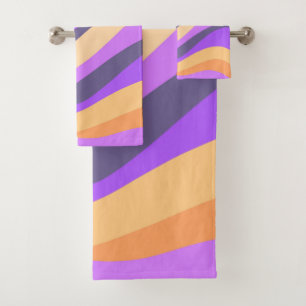 Conjunto De Toalhas Retro-espirais - roxo e laranja