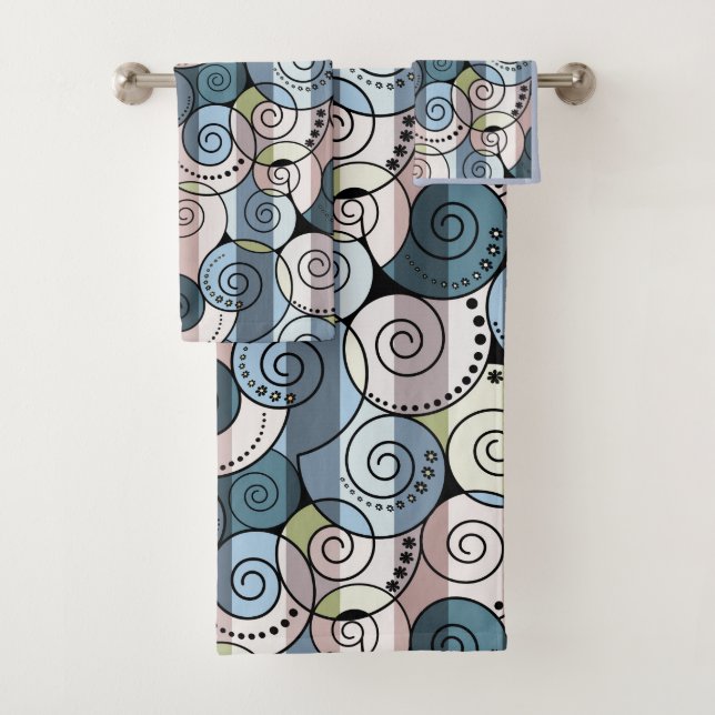 Conjunto De Toalhas Retro, espiral (Insitu)