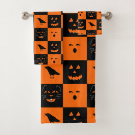 Conjunto de toalhas Retro Halloween Faces