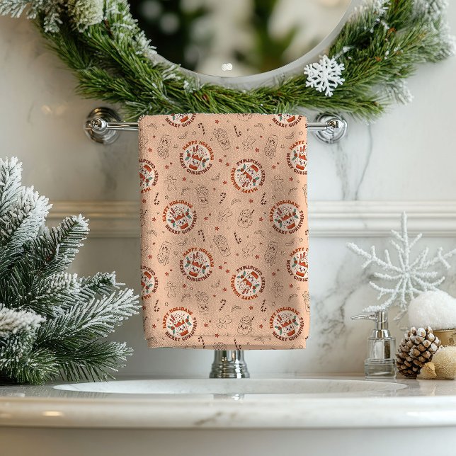 Conjunto De Toalhas Retro Holiday Towels Funky Pastel Bathroom Style (Retro Holiday Towels Funky Pastel Bathroom Style)