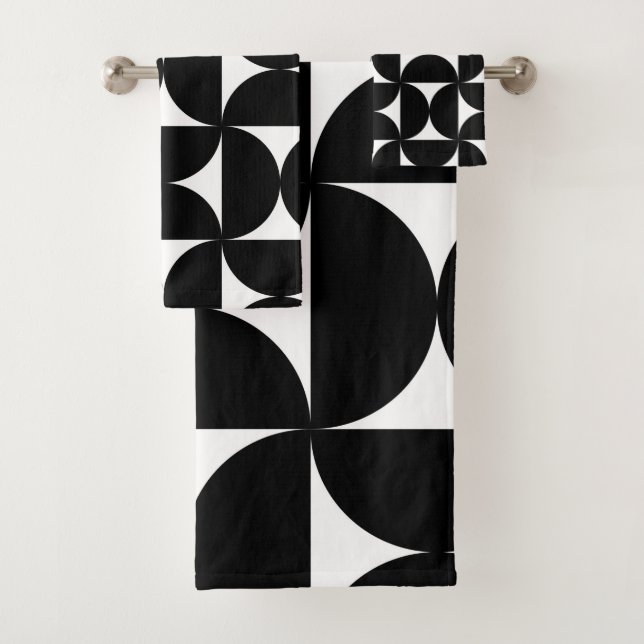 Conjunto De Toalhas Retro Minimalist Style Black Geometric Bauhaus (Insitu)