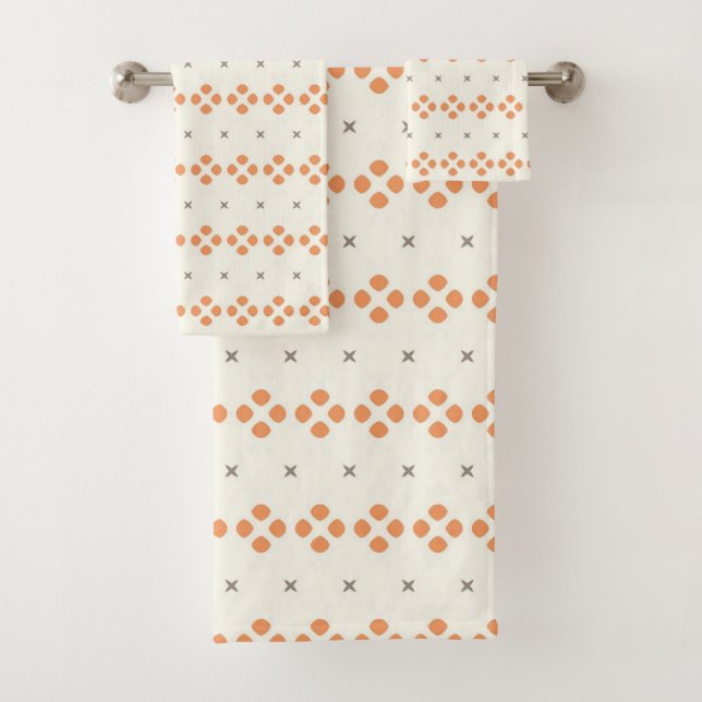 Conjunto De Toalhas Retro Orange Geometric Dot Pattern (Insitu)