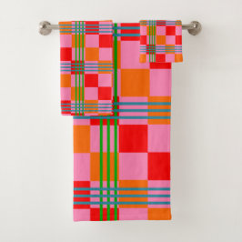 Conjunto De Toalhas Retro Plaid 