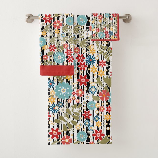 Conjunto De Toalhas Retro, retro floral (Insitu)