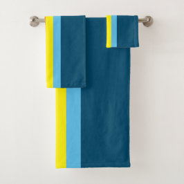 Conjunto De Toalhas Retro Stripes Bath Towels (Navy Blue Multi)