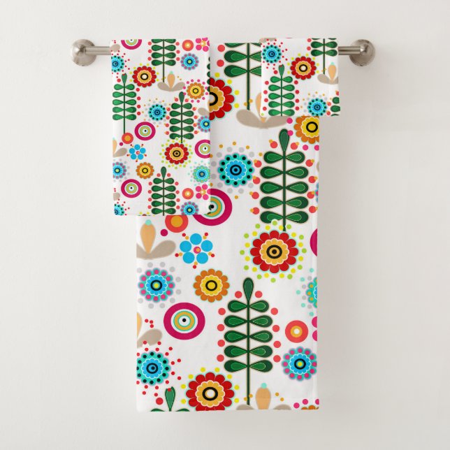 Conjunto De Toalhas Retroativo, padrão de flores (Insitu)