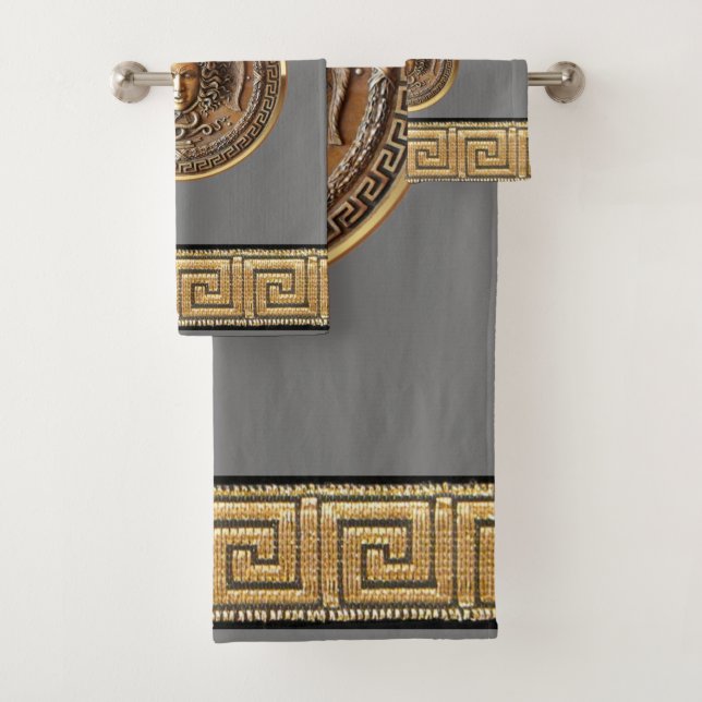 Conjunto De Toalhas Revival Grego Medusa (Insitu)