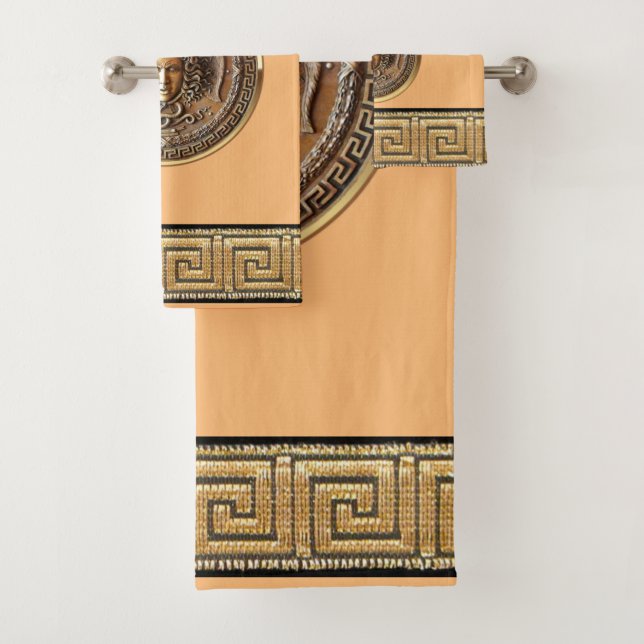 Conjunto De Toalhas Revival Grego Medusa (Insitu)