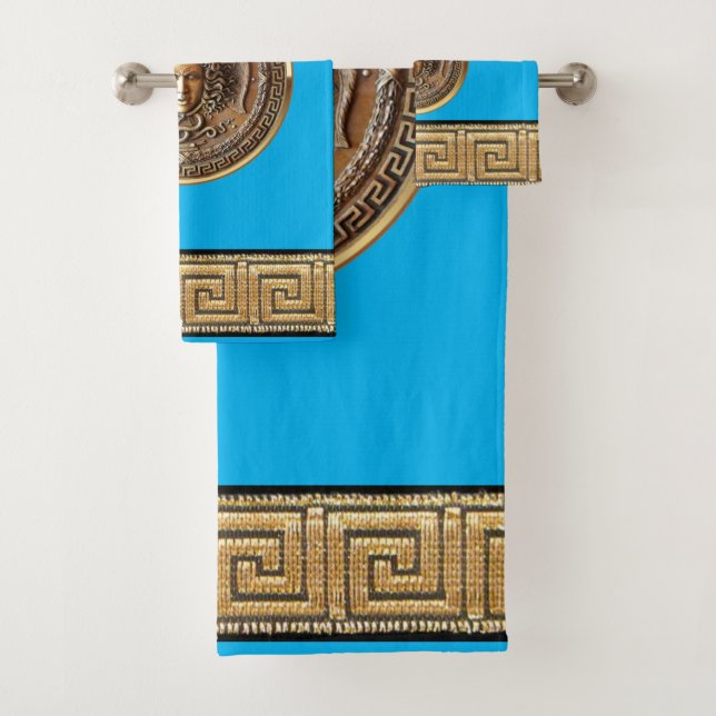 Conjunto De Toalhas Revival Grego Medusa (Insitu)