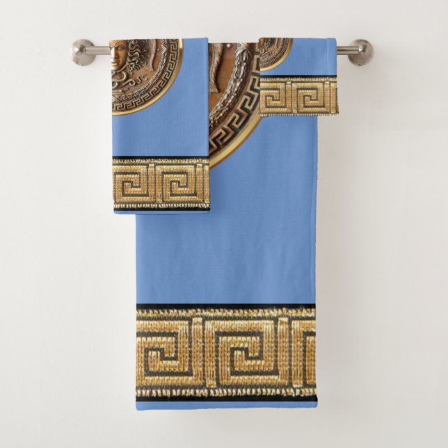 Conjunto De Toalhas Revival Grego Medusa (Insitu)