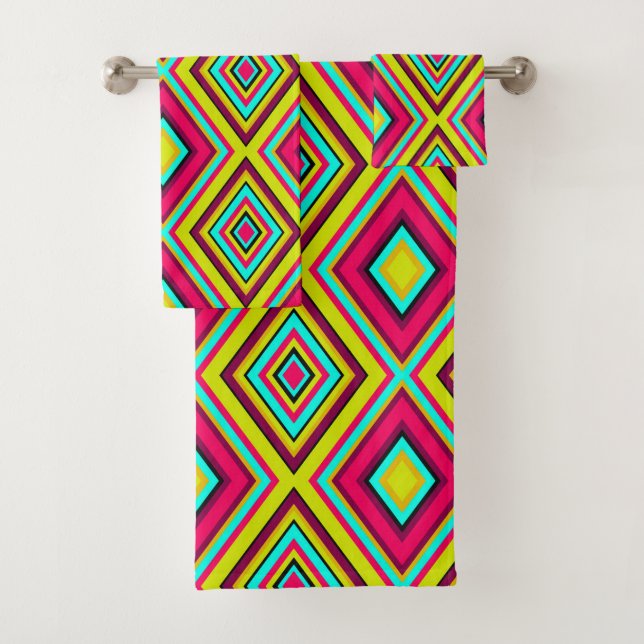 Conjunto De Toalhas Rhombus geométrico sem costura forma a moderna ten (Insitu)