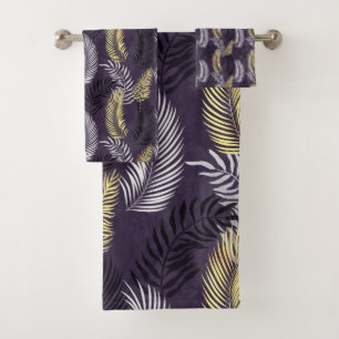 CONJUNTO DE TOALHAS RICH PURPLE DOURADO HAWAIIAN BATHROOM TOWEL SET