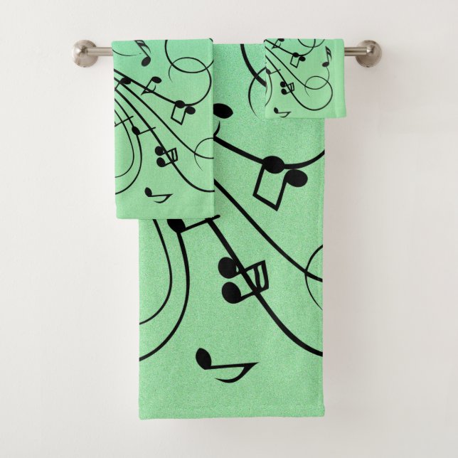 Conjunto De Toalhas Rico Notes Green Music Design (Insitu)