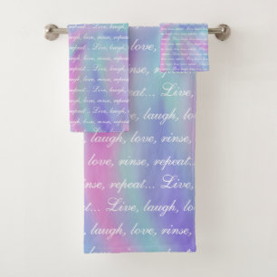 Conjunto De Toalhas Rir ao vivo amor enxaguar repetir sereia arco-íris