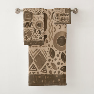 Conjunto De Toalhas Ritmos da Terra - Padrão Africano Étnico em Marr