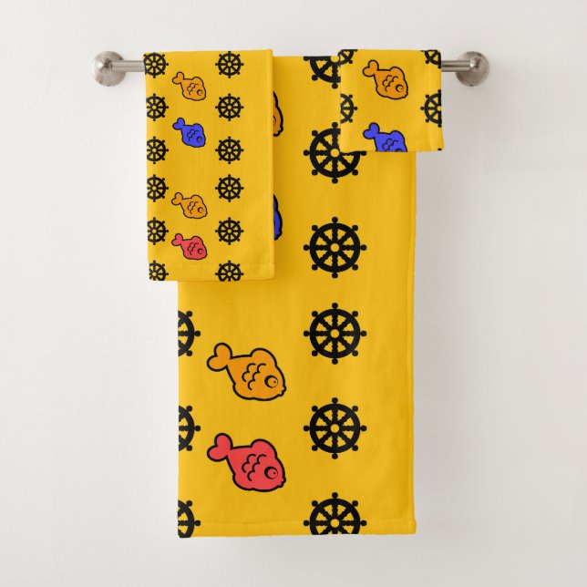 Conjunto De Toalhas Rodas de Peixe Amarelo para Crianças  (Insitu)