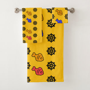Conjunto De Toalhas Rodinhas de Peixe Amarelo Infantil