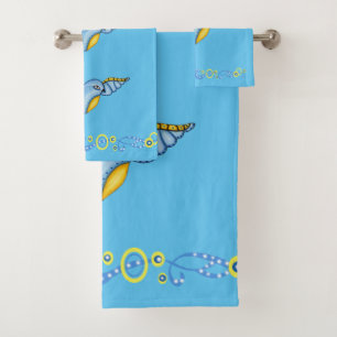 Conjunto De Toalhas Rolamentos de cauda amarela de Bluebird branco