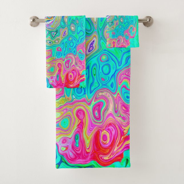 Conjunto De Toalhas Rolha de Abstrato do Groovy Retro Arco-Íris Líquid (Insitu)