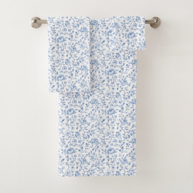 Conjunto De Toalhas Romantic Blue White Floral  (Insitu)