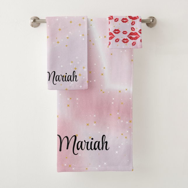 Conjunto De Toalhas Romantic chic luxe red lips (Insitu)