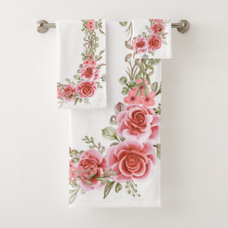 Conjunto De Toalhas Romantic Rose Garden Bathroom Towel Set