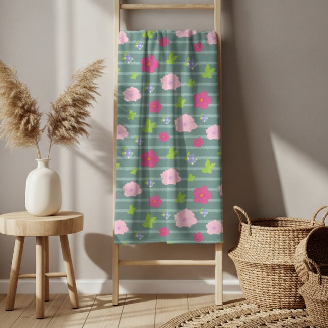 Conjunto De Toalhas Romântica Padrão Floral Cloroso do Quic Trendy Bat (Colorful Chic Flowers Pattern Bath Towel Set)