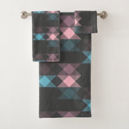 Conjunto De Toalhas rosa azul e geométrico cinza