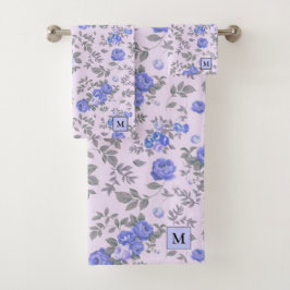 Conjunto De Toalhas Rosa Azul Floral Moderno