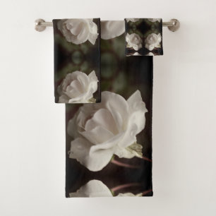Conjunto De Toalhas Rosa Branca com Colírio Abstrato Vintage