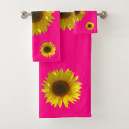 Conjunto De Toalhas Rosa Brilhante - Girassol